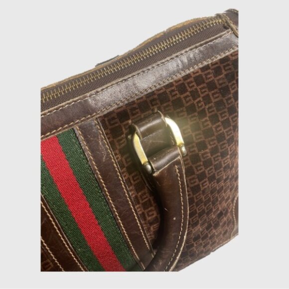 Vintage ✨Gucci✨ Brown Suede Logo Ophidia Shopper Tote - Picture 7 of 9